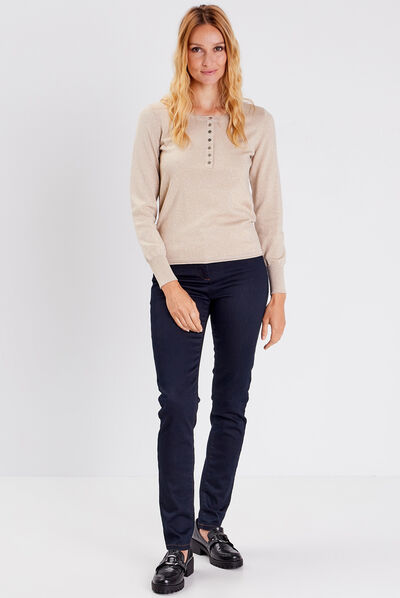 Pull manches longues couleur or femme
