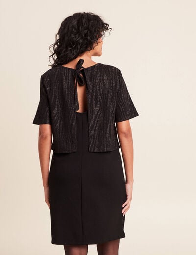 Robe bi-mati&egrave;re droite noir femme