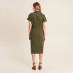 Robe ajustée manches courtes vert olive femme