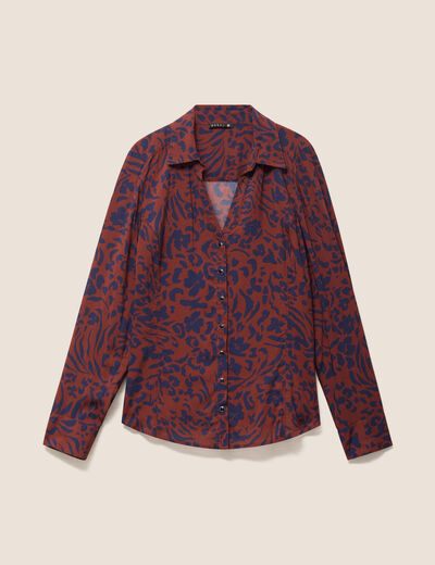 Chemise cintr&eacute;e manches longues bleu femme