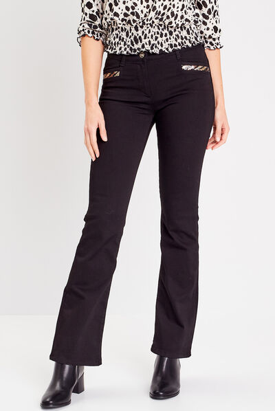 Pantalon bootcut avec sequins noir femme