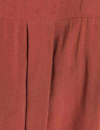 Robe droite col chemise manches courtes marron femme