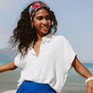 Chemise manches courtes fluide ecru femme
