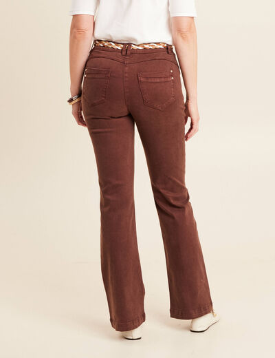 Pantalon bootcut jean ceinture amovible marron foncé femme