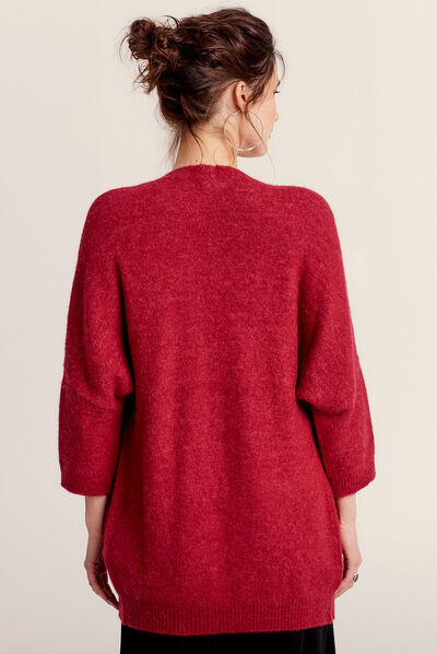 Gilet manches 3/4 rose framboise femme