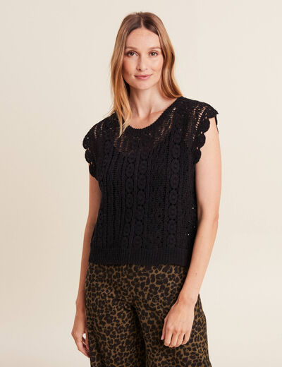 Débardeur macramé noir femme
