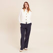 Gilet sans manches duveteux ecru femme