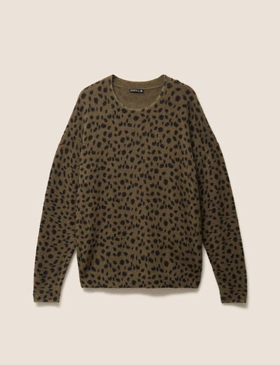 Pull droit col rond manches longues vert femme