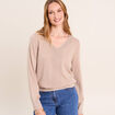 Pull manches longues beige femme
