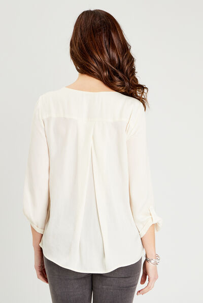 Blouse manches 3/4 ivoire femme