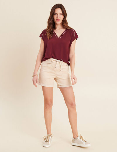 T-shirt manches courtes bordeaux femme
