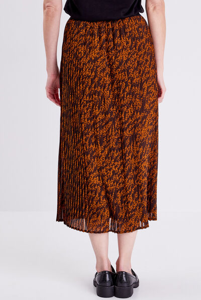 Jupe longue droite plissée noir femme