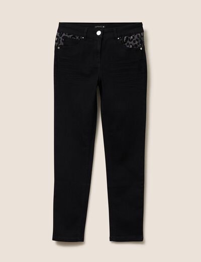 Pantalon ajust&eacute; taille bascul&eacute;e noir femme