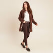 Pantalon léger taille standard 7/8ème marron foncé femme