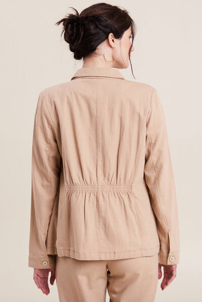 Veste droite boutonnée sable femme