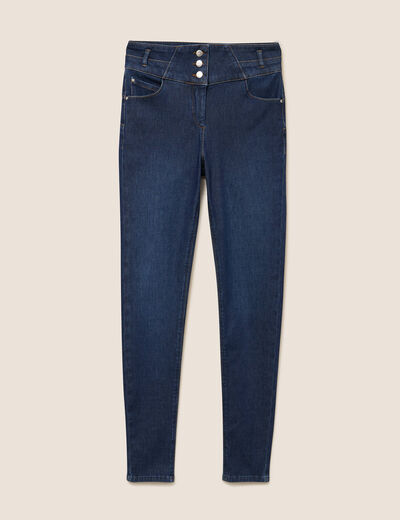Jean ajust&eacute; taille haute stretch denim brut femme