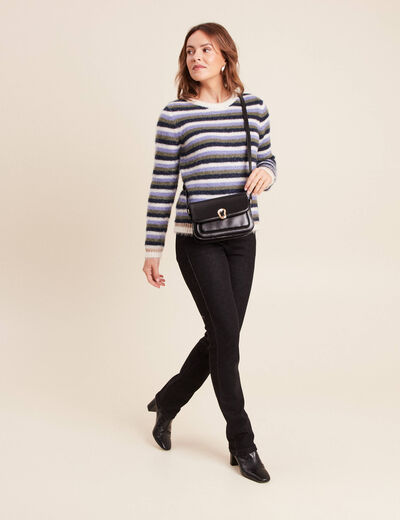 Jean droit ceintur&eacute; taille standard noir femme
