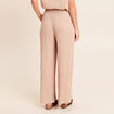 Pantalon large taille haute pliss&eacute; sable femme
