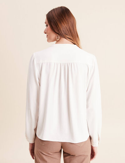 Blouse manches longues satin&eacute;e ecru femme