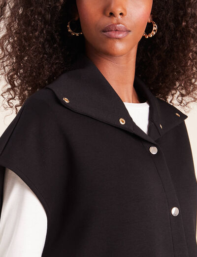 Gilet manches courtes col camionneur noir femme