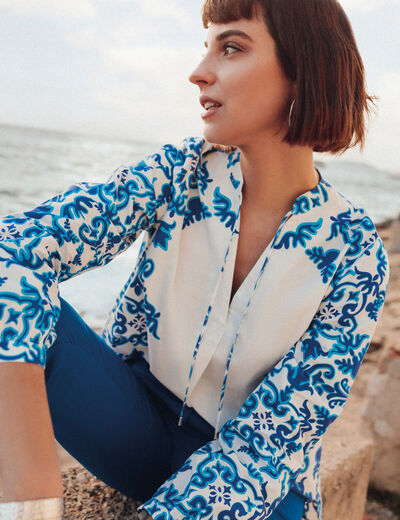 Blouse manches longues bleu femme
