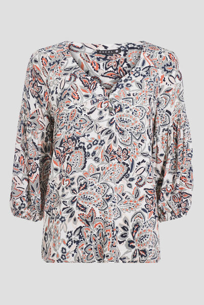 Blouse manches 3/4 ecru femme