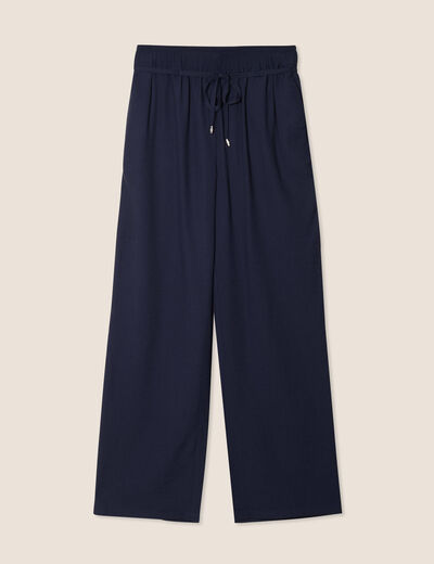 Pantalon large 7/8ème bleu foncé femme
