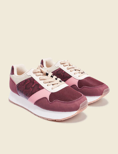 Baskets semelles épaisses bordeaux femme