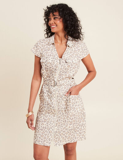 Robe droite zippée blanc femme
