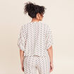 T-shirt effet boule col v manches coudes blanc femme