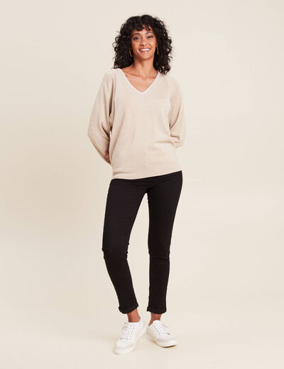 Pull manches longues couleur or femme