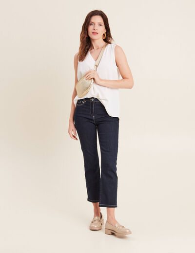 Blouse sans manches ecru femme
