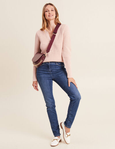 Pull manches longues vieux rose femme
