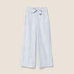 Pantalon large taille haute bleu femme