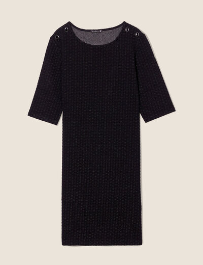 Robe droite manches 3/4 noir femme