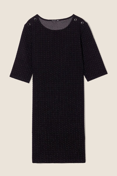 Robe droite manches 3/4 noir femme
