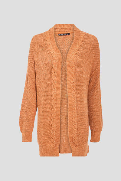 Gilet manches longues camel femme