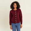 Gilet droit mi-long col rond bordeaux femme