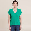 Pull à manches courtes vert turquoise femme