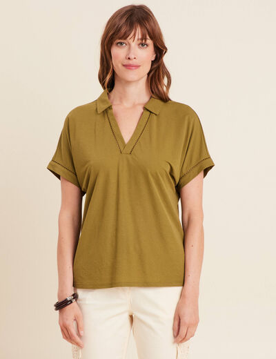T-shirt manches courtes vert kaki femme