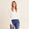 Pull manches longues ecru femme