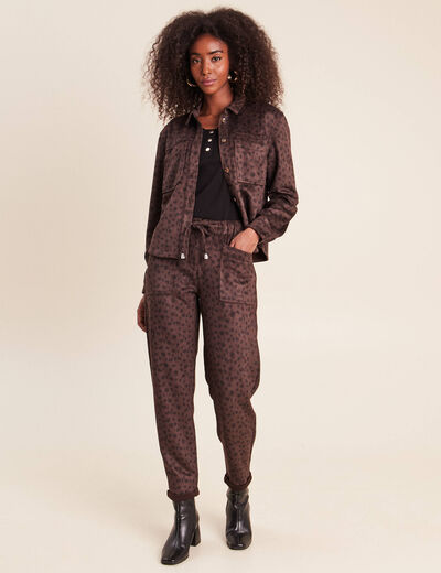 Pantalon coupe mom 7/8&egrave;me marron fonc&eacute; femme