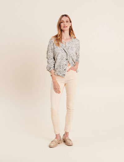 Veste droite boutonnée vert olive femme