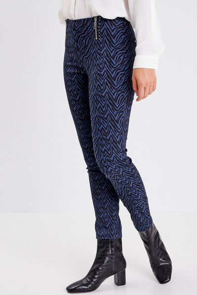 Tregging avec détails zippés bleu femme