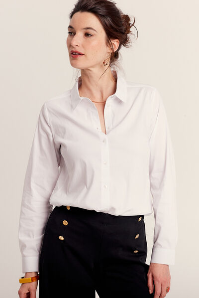 Chemise manches longues ecru femme