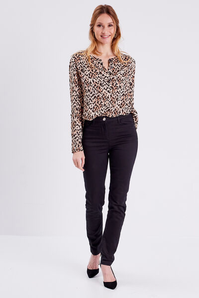 Blouse manches longues beige femme