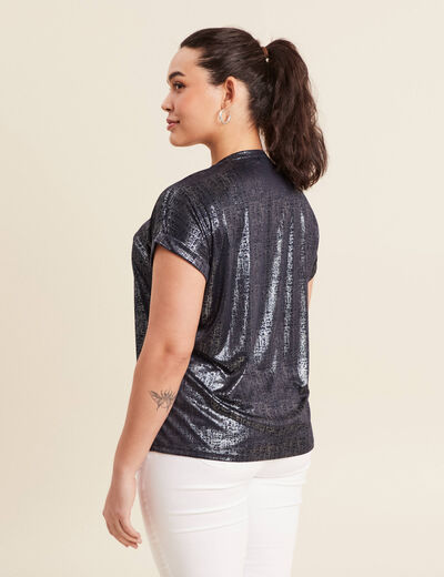 T-shirt manches courtes bleu foncé femme