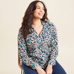 Chemise manches longues bleu canard femme