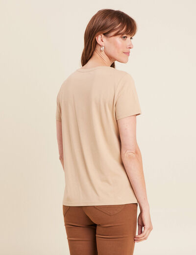 T-shirt sequins manches courtes sable femme