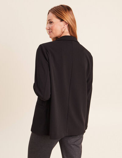 Blazer col tailleur doubl&eacute; noir femme